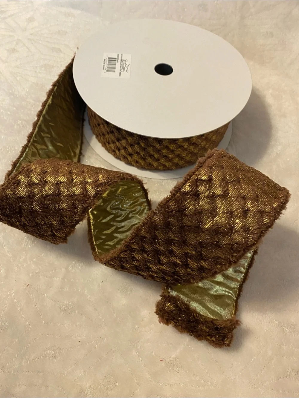NEW David Christopher’s Collection 2.5 X 10 Y Metallic Faux Fur LUX Ribbon Brown